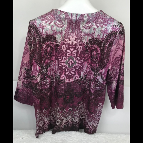 CJ Banks Woman's Embellished Multi Color Pull Over Top Size X NWOT - Picture 2 of 3
